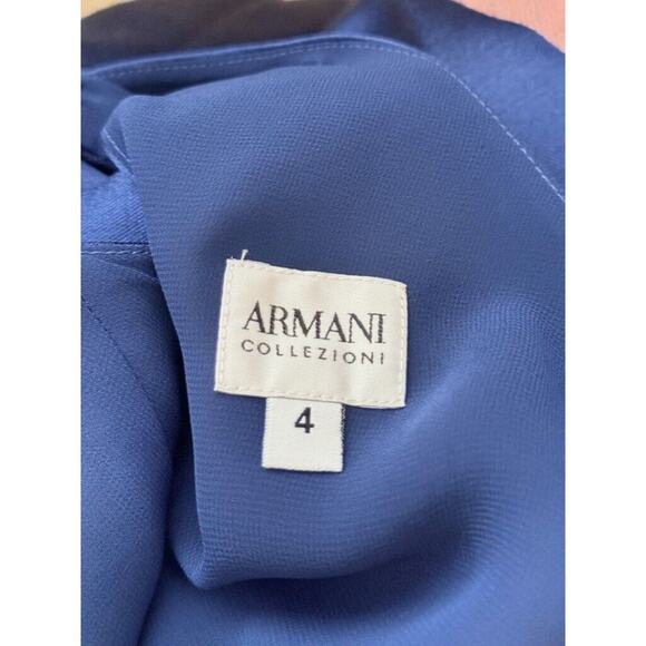 Armani Collezioni Italy VTG Blue Wool Sleeveless Sheath Midi Dress Sz 4 Sm Satin - Picture 9 of 9